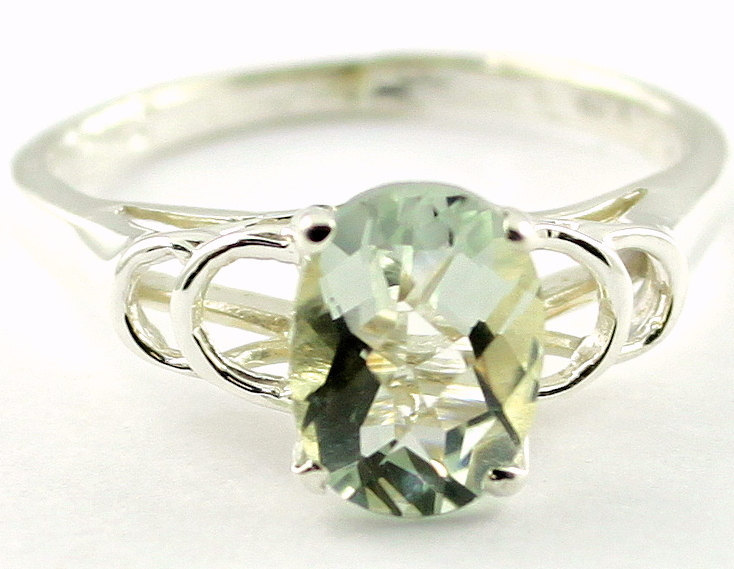 SR300, Green Amethyst, 925 Sterling Silver Ring