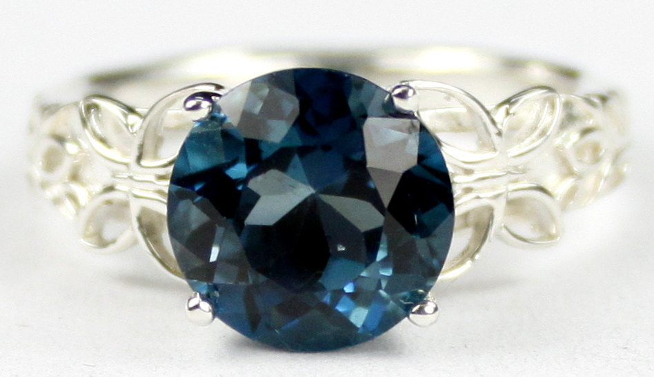 SR292, London Blue Topaz, 925 Sterling Silver Butterfly Filigree Ring