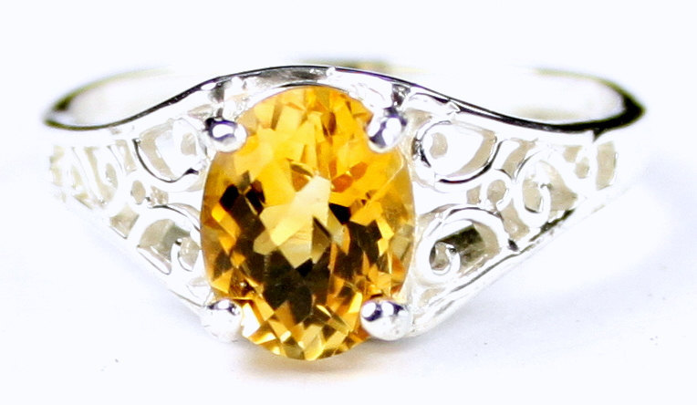 SR305, 8x6mm, 1.5ct Citrine, 925 Sterling Silver Ring
