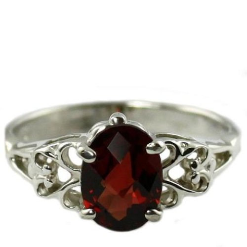 SR302, 8x6mm Mozambique Garnet, 925 Sterling Silver Ring