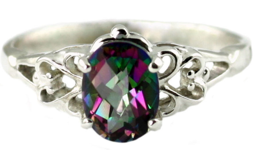 SR302, 8x6mm Mystic Fire Topaz, 925 Sterling Silver Ring