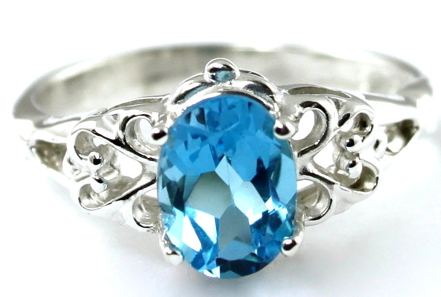 SR302, Swiss Blue Topaz, 925 Sterling Silver Ring