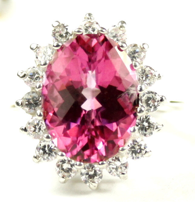 SR310, Pure Pink Topaz, 925 Sterling Silver Royal Engagement Ring