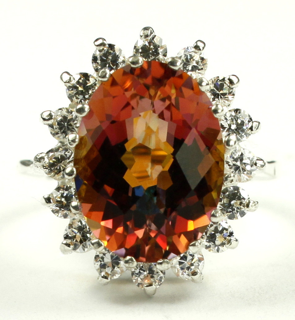 SR310, Twilight Fire Topaz, 925 Sterling Silver Royal Engagement Ring