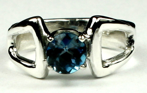 SR307, 6mm London Blue Topaz, 925 Sterling Silver Ring