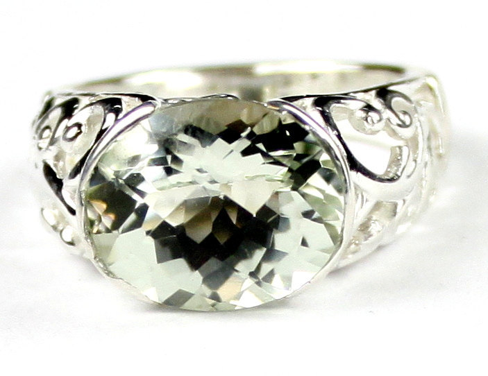 SR360, Green Amethyst (Prasiolite), East-West 925 Sterling Silver Ring