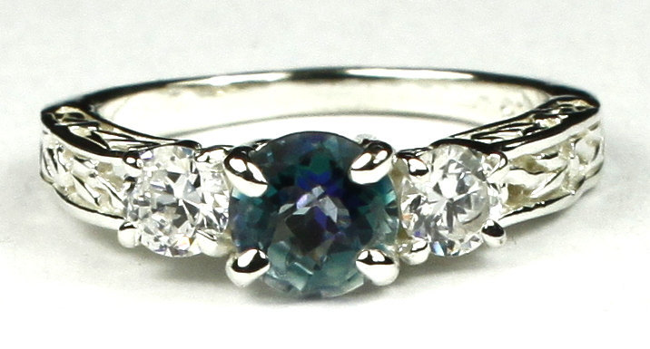 SR254, Neptune Garden Topaz w/ CZ Accents, 925 Sterling Silver Engagement Ring - $51.55