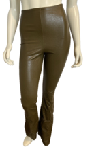 Commando Brown Faux Leather Flat Front Pull on Bell Bottom Pants Size M - $56.99