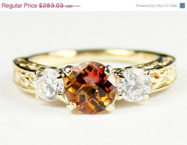 R254, Twilight Fire Topaz w/ 2 Accents, 10KY Gold Ring - £214.89 GBP