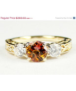 R254, Twilight Fire Topaz w/ 2 Accents, 10KY Gold Ring - £229.67 GBP