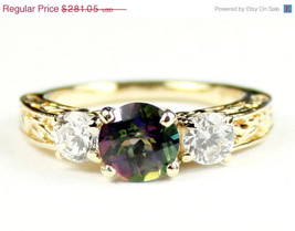 R254, Mystic Fire Topaz w/ 2 Accents, 10KY Gold Ring - £228.05 GBP