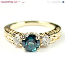 R254, Paraiba Topaz w/ 2 Accents, 10KY Gold Ring - £229.53 GBP