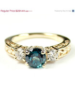 R254, Paraiba Topaz w/ 2 Accents, 10KY Gold Ring - $291.41