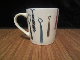 2004 Starbucks White Coffee Mug Tea Cup with Neckties Ties &amp; Blue Interior 16 oz - £15.97 GBP