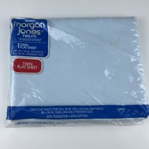 Vintage Morgan Jones Twilite Blue Twin Flat Sheet 66 x 96 in. NOS - $7.91