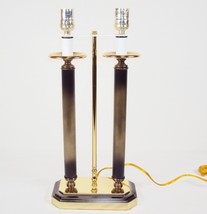 Table/Desk Lamp ~ Polished Flemish Finish ~ Twin Candlestick Pillars #28... - $39.15
