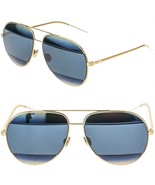 CHRISTIAN DIOR Split 1 Gold Blue Metal Aviator Sunglasses DIORSPLIT Unisex - £278.54 GBP