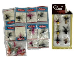23 Vintage Fly Fishing Lures Flies Poppers - Old Stock Retail Trout Salmon NOS - £34.73 GBP