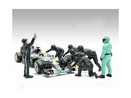 Formula One F1 Pit Crew 7 Figure Set Team Black Release III for 1/43 Scale Model - £46.45 GBP