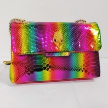 Bright Colors Women Purse Handbag Snakeskin Grain Pattern Eagle Metal Icon on Th - £66.09 GBP