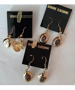 1 Pair Vintage 1980&#39;s Cloisonne Enamel Oval Floral Locket Goldtone Earrings - $5.94