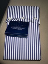 RALPH LAUREN ORGANIC SHIRTING STRIPE 2pc KING PILLOWCASES SET NVY/WHITE ... - $85.36