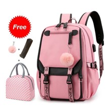 Teen Girl School Backpack with USB Charging Port 15.6 Inch Laptop Bag Water Resi - £119.52 GBP