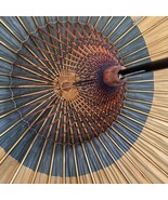 Vintage Japanese Wagasa Parasol – Oil-Paper Bamboo Umbrella, Bullseye Decor - $68.75 CAD