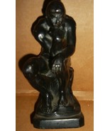 Black Resin Statue &quot;The Thinker&quot; Male Replica Auguste Rodin - $462.61 CAD