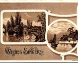 Vtg Postcard 1910s Unused Greetings Wishes Sincere Cabin Boat Embossed  ... - $8.86