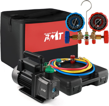 Vacuum Pump and 3-Way AC Manifold Gauge Set for R134A R12 R22 R502, with... - $193.61