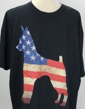 Patriotic Doberman Dog T Shirt Black With Flag Size 2XL Fruit Of Loom HD - $18.74