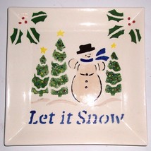 Ceramic Handpainted Christmas Square Serving Platter - £17.70 GBP