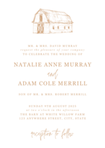 Barn Wedding Invitations 1 Side Prepared Art Template &quot;You Print&quot; PDF File - $15.00