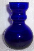 Cobalt Blue Crafted Contour Shape Glass Vase Italy - £74.03 GBP