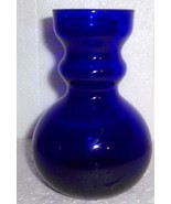 COBALT BLUE CRAFTED CONTOUR SHAPE GLASS VASE ITALY - $128.30 CAD