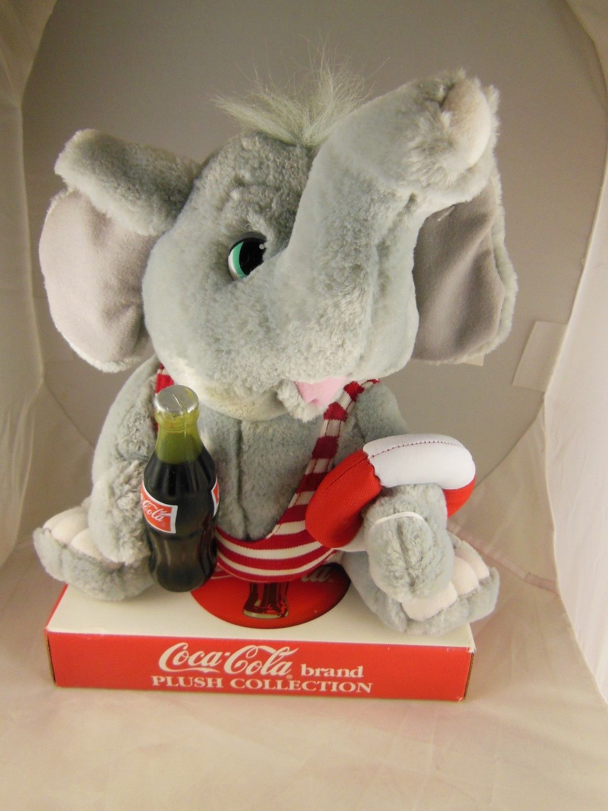 Primary image for Awesome Coca Cola Coke Plush Elephant with Plastic Bottle MWT  Box 10" Sitting