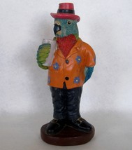 Parrot Statue Figurine Hawaiian Shirt Hat Drink Whimsical Bird Animal Co... - £20.56 GBP