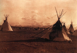 Indian Encampment 22x30 Curtis Native American Indian Art Print Photo - $120.00