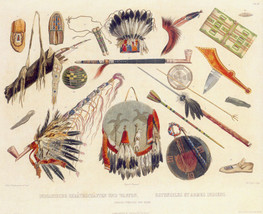 Indian Utensils and Arms 15x22 Karl Bodmer Native American Indian Art - £39.11 GBP