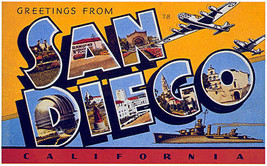 Greetings from San Diego 15x22 Hand Numbered Ltd. Edition California Art Print - £38.65 GBP