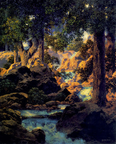 Primary image for Good Fishing 30x44 Hand Numbered Edition Maxfield Parrish Art Deco Print