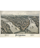 Bird&#39;s Eye View Map of  Pittsburgh 1902 22x30 Art Print Hand Numbered Ed... - £94.81 GBP