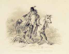 A Blackfoot Indian on Horse-Back 30x44 Karl Bodmer Native American India... - $150.00