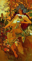 Autumn 22x30 Hand Numbered Ltd. Edition Art Nouveau Deco Print by Alphon... - $120.00