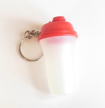 Vintage Tupperware Key Chain Miniature Shaker Red Lid Clear Body Silver Ring - £7.13 GBP