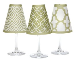 Di Potter Parchment  Barcelona Green 3 Transulcent Wine Glass Shades  - £4.82 GBP