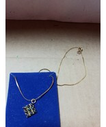 Gold Chain with Square Jeweled Pendant Necklace  - $111.95 MXN