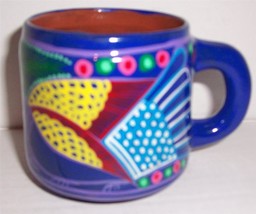 Cozumel Mexico Handmade &amp; HandPainted Clay Pottery Collectible Short Mug - $46.33