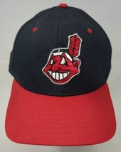 Vintage USA Cleveland Indians Hat Chief Wahoo New Era Pro Model 100% Wool 7 5/8 - £53.03 GBP